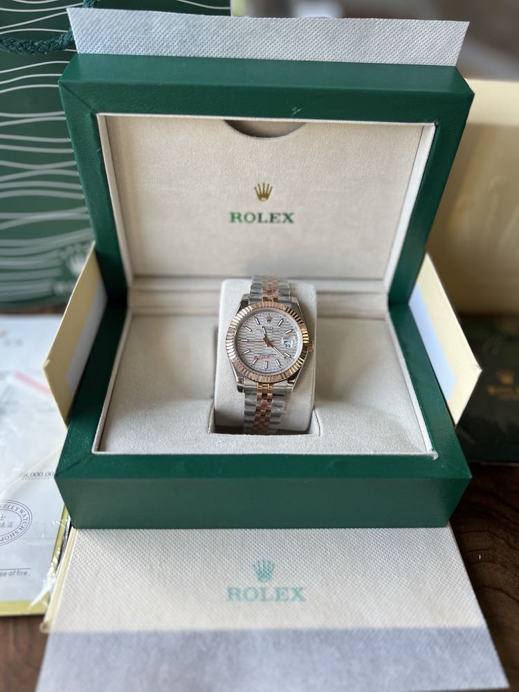 Rolex Datejust White Motif Rose Gold 41 mm