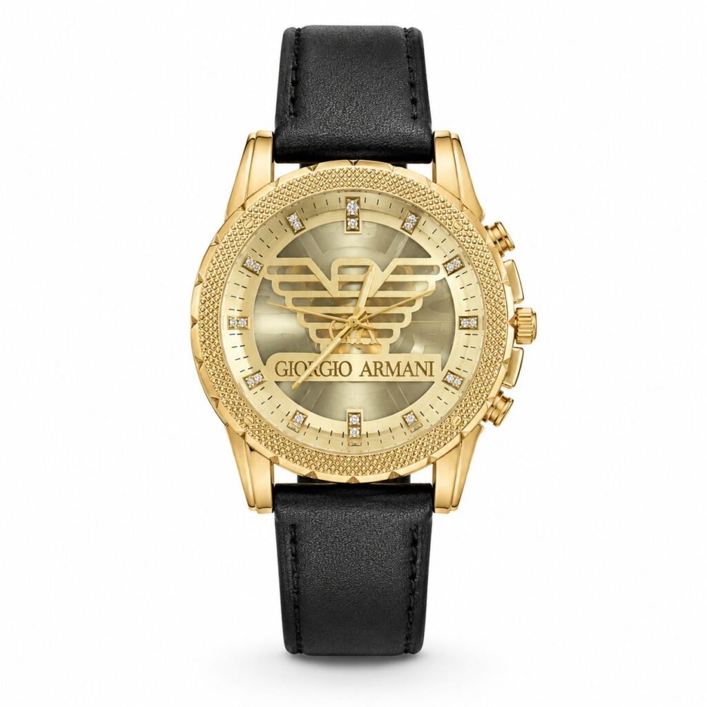 Мъжки Giorgio Armani Eagle Gold / Black Leather #126