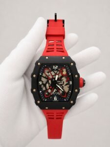 Мъжки Richard Mille Skeleton Black / Red Strap #181