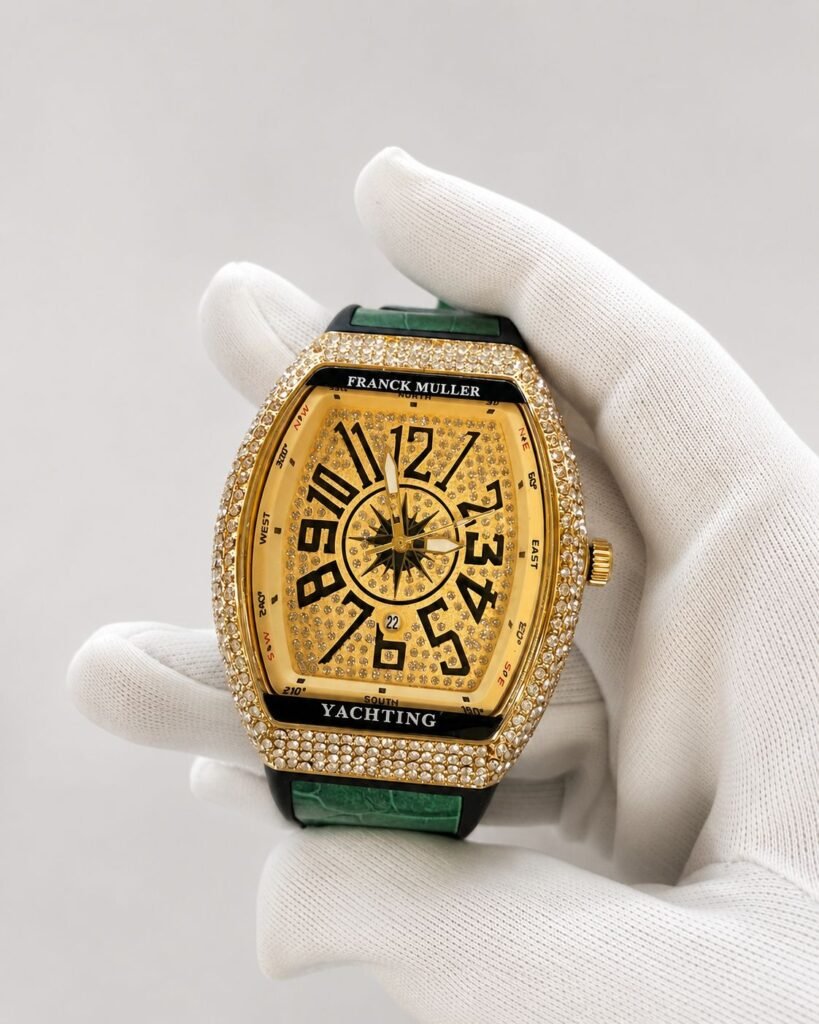 Мъжки Franck Muller Vanguard Yachting Gold Green Diamond 44 mm