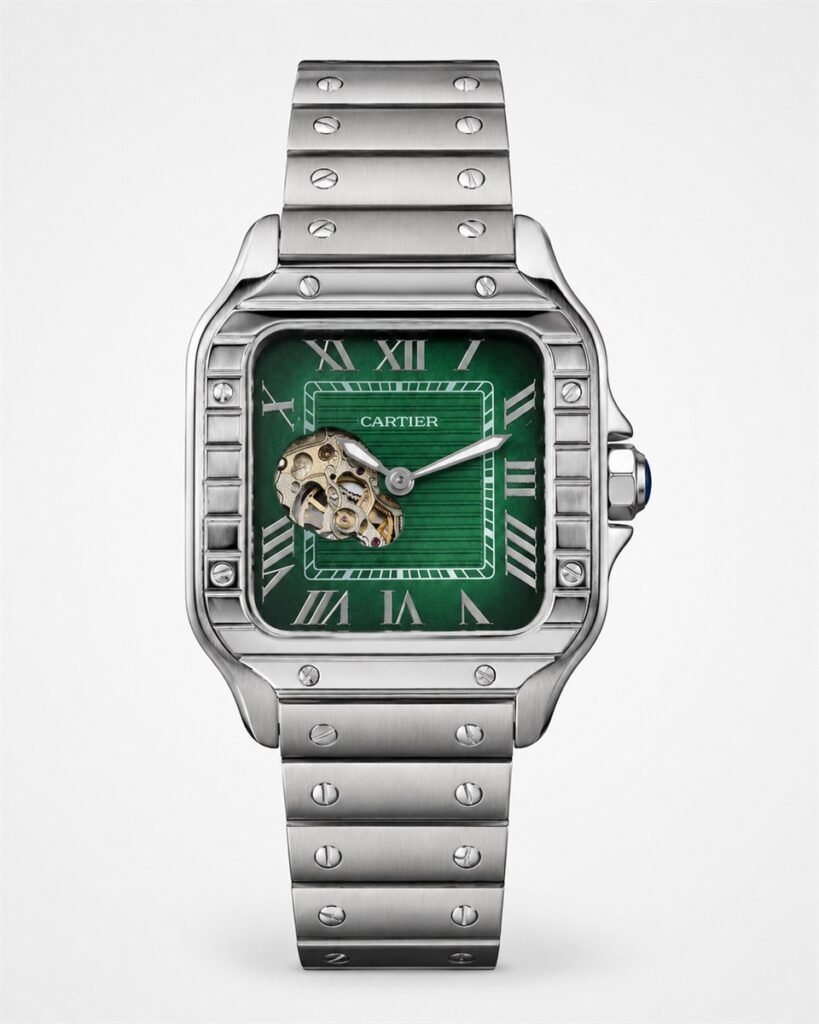 Мъжки Cartier Santos Skeleton Steel / Green Dial #273