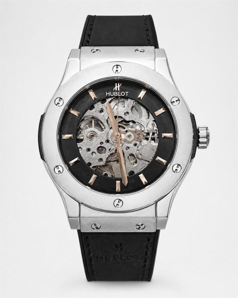 Мъжки Hublot Classic Fusion Skeleton Steel / Black Strap #282