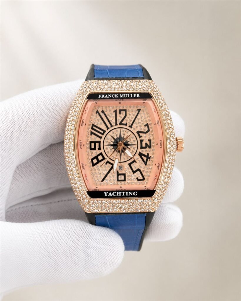 Мъжки Franck Muller Vanguard Yachting Rose Gold Diamond / Blue Strap #291