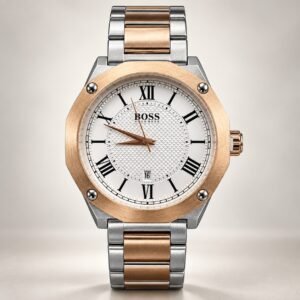 Мъжки Hugo Boss Octagon Roman Rose Gold Two-Tone / White Dial #385
