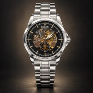 Мъжки Rolex Skeleton Black / Gold Small Seconds Steel #359